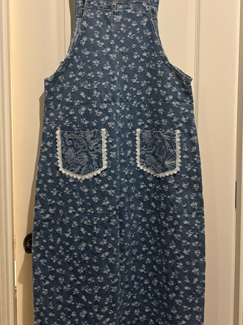 Blue Printed Women’s Denim Overalls - Picture 6 of 8